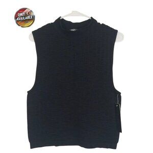 FEATHERS Women's Crinkle Top Sleeveless Black Size 2X/3X